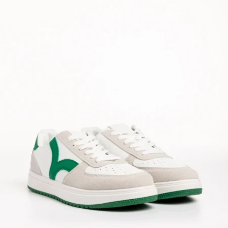 Criseida fehér és zöld női sportcipő, műbőrből készült