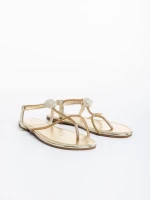 Aleyna arany női szandál, műbőrből készült
