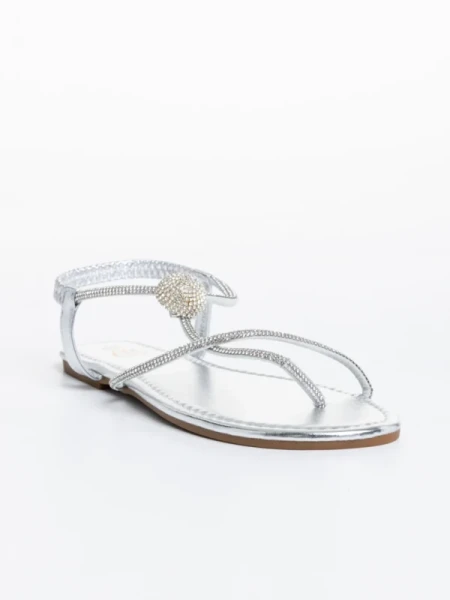 Aleyna ezüst női szandál, műbőrből készült
