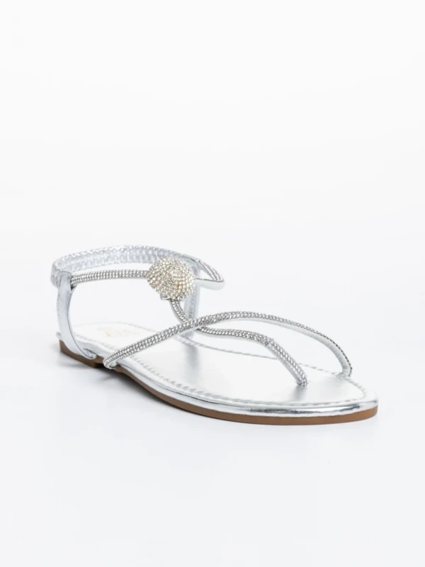 Aleyna ezüst női szandál, műbőrből készült