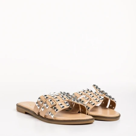 Alida bézs női papucs, műbőrből készült