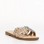 Alida bézs női papucs, műbőrből készült