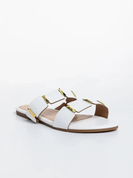 Ivanna fehér női papucs, műbőrből készült