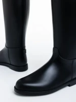 Gloriana fekete női csizma, gumiból készült