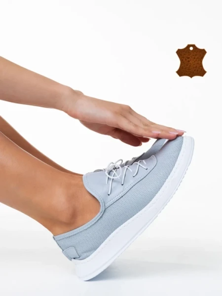 Nilda kék alkalmi női cipő, valódi bőrből készült