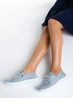 Nilda kék alkalmi női cipő, valódi bőrből készült