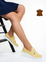 Nilda sárga alkalmi női cipő, valódi bőrből készült
