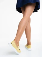 Nilda sárga alkalmi női cipő, valódi bőrből készült