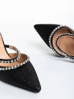 Florinda fekete női papucs, textil anyagból készült