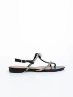 Linsay fekete női szandál, textil anyagból készült