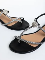 Linsay fekete női szandál, textil anyagból készült
