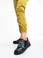 Gustava fekete női sportcipő, műbőrből készült