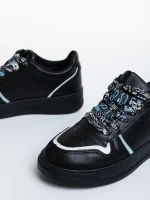 Gustava fekete női sportcipő, műbőrből készült