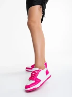 Narine fehér és fukszia női sportcipő, műbőrből készült