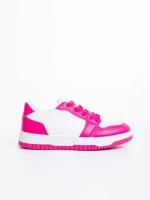 Narine fehér és fukszia női sportcipő, műbőrből készült