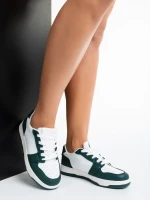 Narine fehér és zöld női sportcipő, műbőrből készült