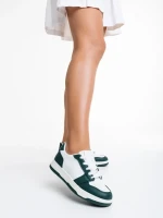 Narine fehér és zöld női sportcipő, műbőrből készült