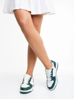 Narine fehér és zöld női sportcipő, műbőrből készült