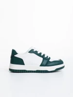 Narine fehér és zöld női sportcipő, műbőrből készült