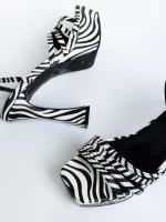 Kerime fehér és fekete női szandál, műbőrből készült