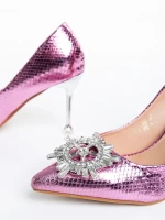 Nerina rózsaszín női cipő sarokkal, műbőrből készült