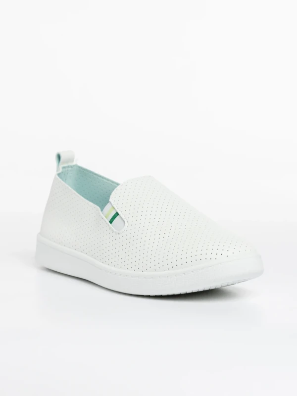 Amias fehér és zöld férfi sportcipő, műbőrből készült