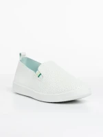 Amias fehér és zöld férfi sportcipő, műbőrből készült