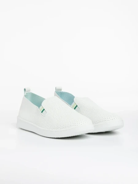 Amias fehér és zöld férfi sportcipő, műbőrből készült