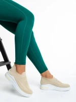 Rumiana bézs női sportcipő, textil anyagból készült