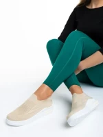 Rumiana bézs női sportcipő, textil anyagból készült