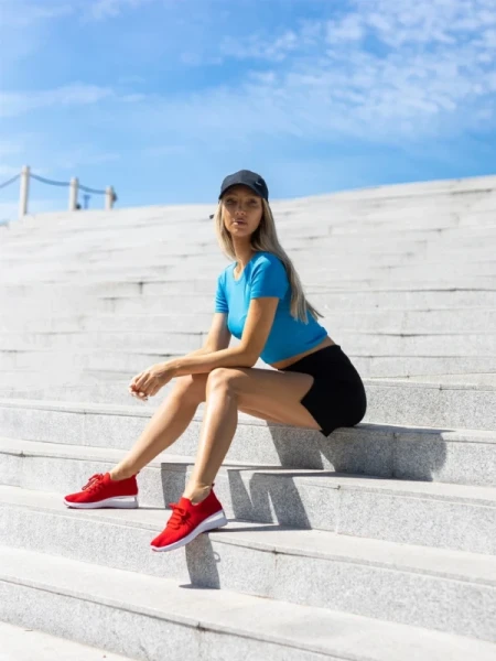 Davinia piros női sportcipő, textil anyagból készült