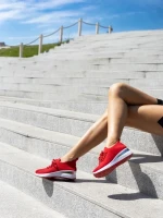 Davinia piros női sportcipő, textil anyagból készült