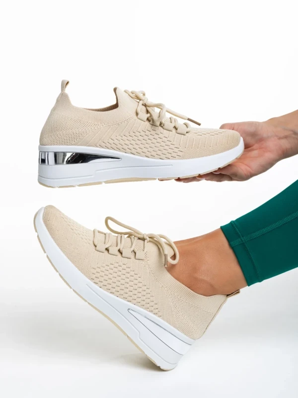 Davinia bézs női sportcipő, textil anyagból készült