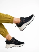 Carlisa fekete női sportcipő, műbőrből és textil anyagból készült