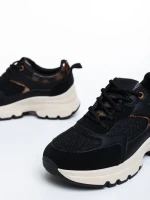 Carlisa fekete női sportcipő, műbőrből és textil anyagból készült