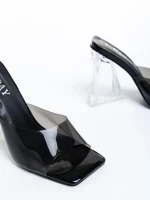 Stefana fekete női papucs, műbőrből készült