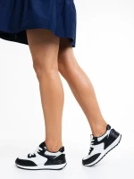 Joandra fekete és fehér női sportcipő, műbőrből és textil anyagból készült