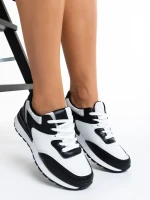 Joandra fekete és fehér női sportcipő, műbőrből és textil anyagból készült