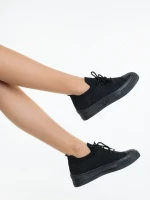 Elexia fekete női tornacipő, textil anyagból készült