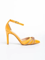 Elesa narancssárga női cipő sarokkal, textil anyagból készült