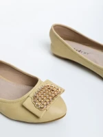 Roxelana bézs női balerina, műbőrből készült