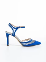 Saanvi kék női szandál, textil anyagból készült