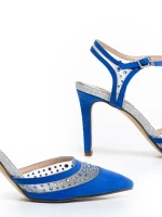 Saanvi kék női szandál, textil anyagból készült