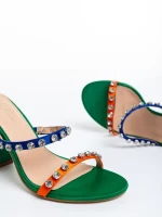 Bexley zöld női szandál, textil anyagból készült