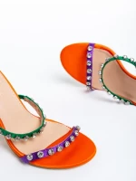 Bexley narancssárga női szandál, textil anyagból készült
