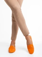 Dortha narancssárga női mokaszin, lakkozott műbőrből készült