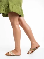 Nyomi fehér női papucs, textil anyagból készült