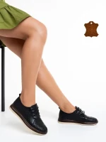 Trini fekete és barna alkalmi női cipő, valódi bőrből készült