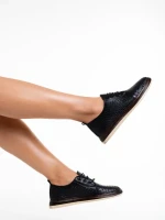 Trini fekete és barna alkalmi női cipő, valódi bőrből készült