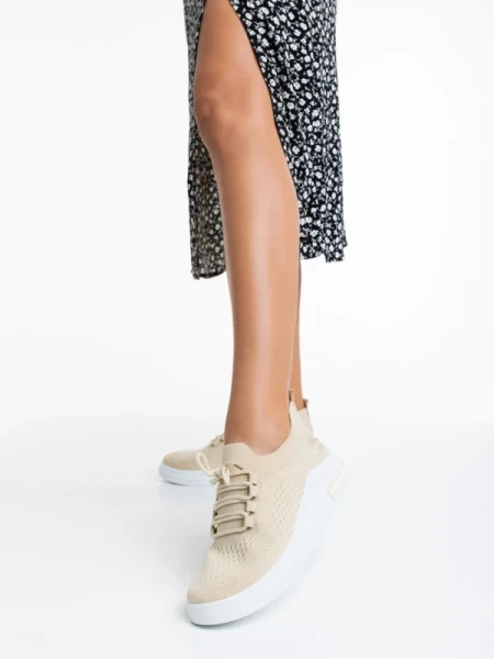 Sumaya bézs női sport cipő textil anyagból